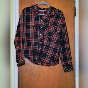 NWOT Tommy Hilfiger Plaid Button Up Hoodie Size Medium